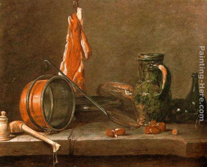 A Lean Diet  with Cooking Utensils Jean Baptiste Simeon Chardin